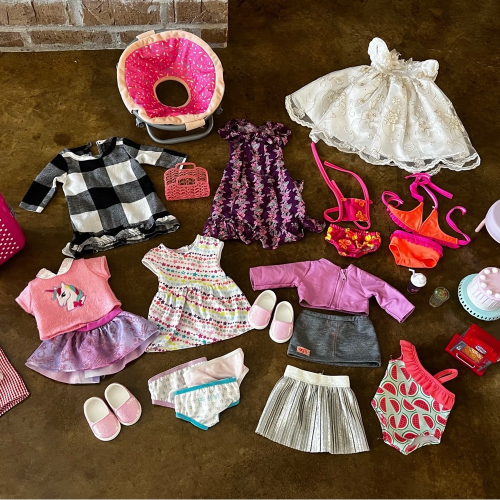 Doll clothes, shoes and accessories for “American Girl” size dolls